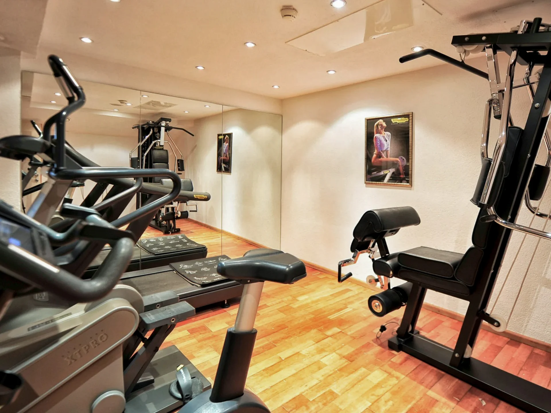Die Bilder aus dem Hotel Salnerhof Kleines Fitnessstudio mit Heimtrainern, Kraftgerät und Spiegelwand